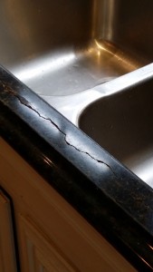 Cracked granite counter to be repaired